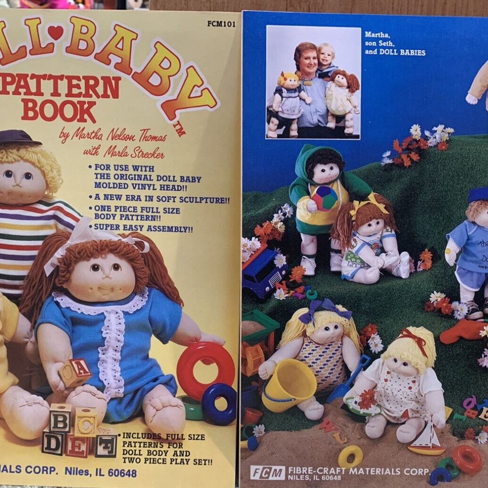 2 Fibre Craft: DOLL BABY PATTERN BOOKs #Fcm101 cabbage patch dolls VINTAGE 1984!